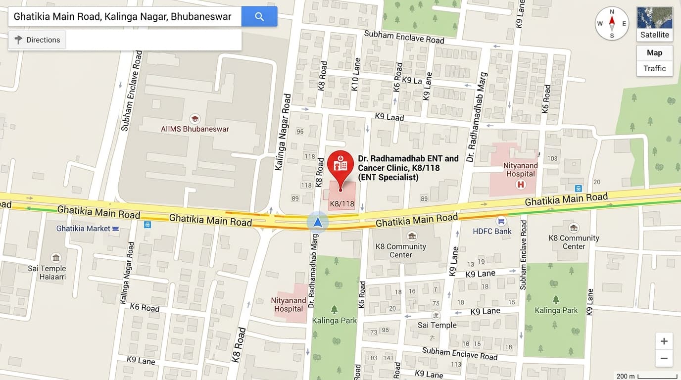 Realistic Road Map of E.N.T. & Cancer Super-Speciality Clinic, Ghatikia